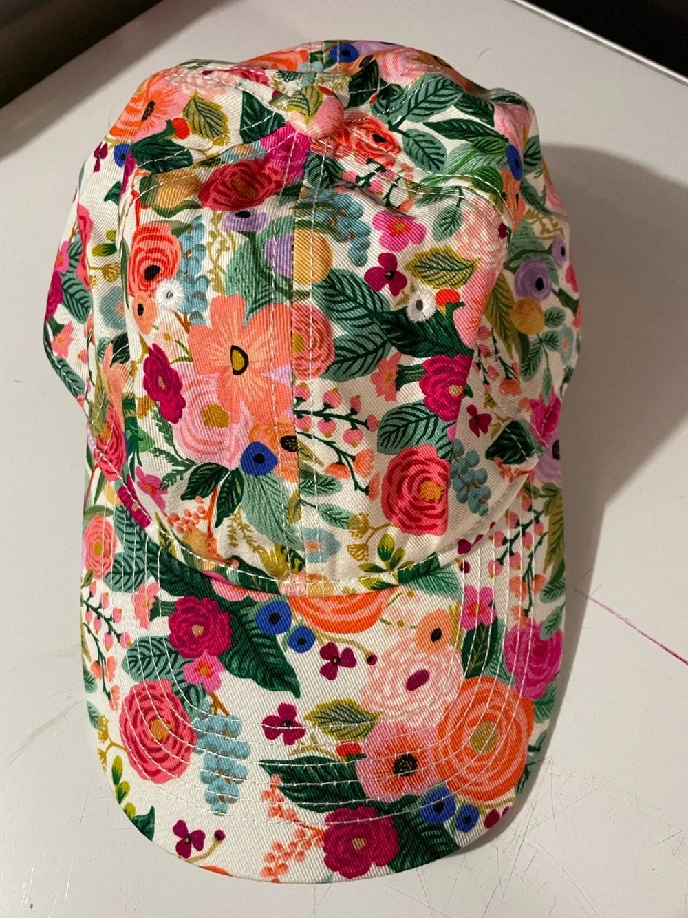 RIFLE PAPER CO Floral Print 100% Cotton baseball cap